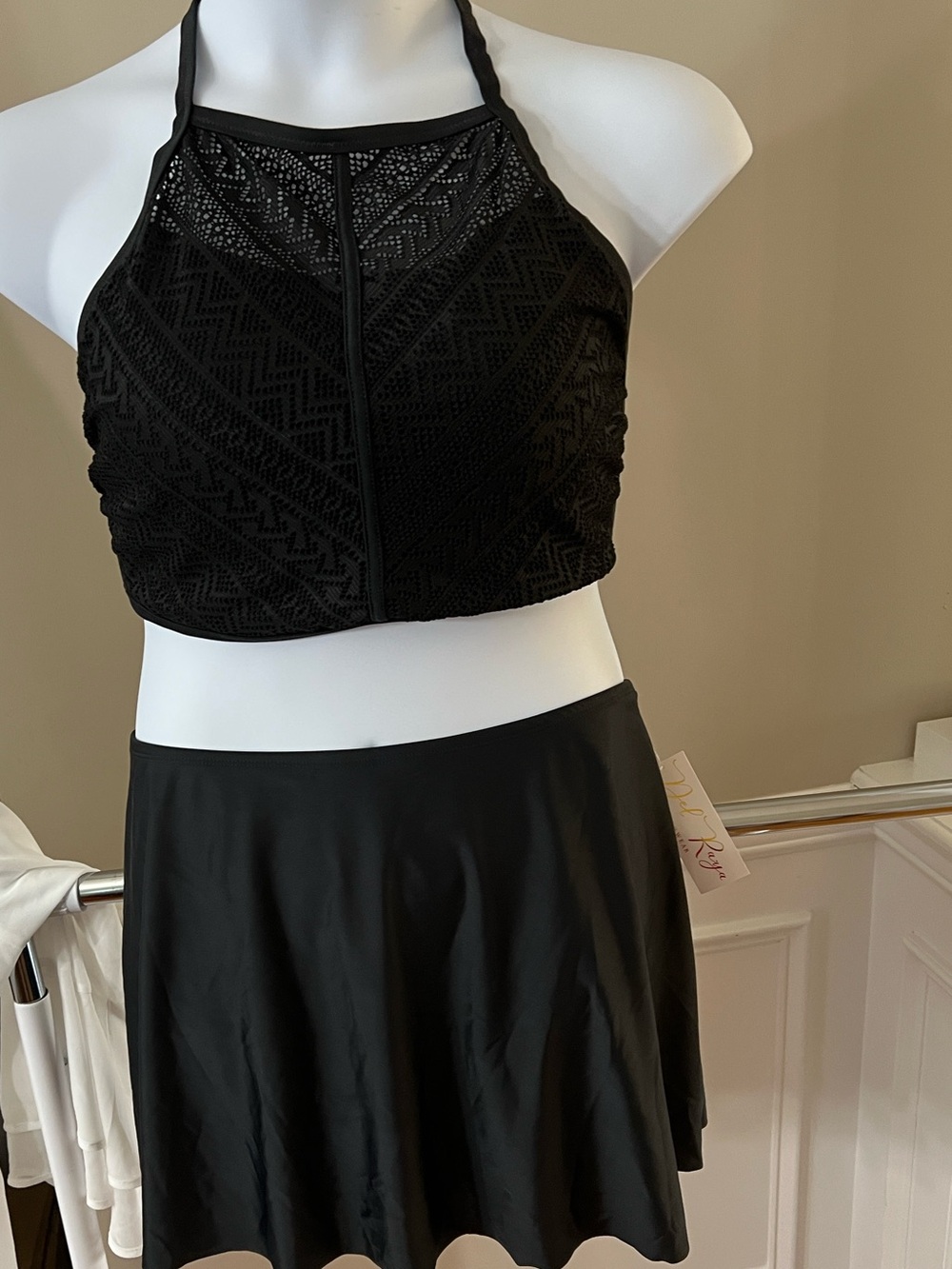 Black High Waisted Swim Skirt